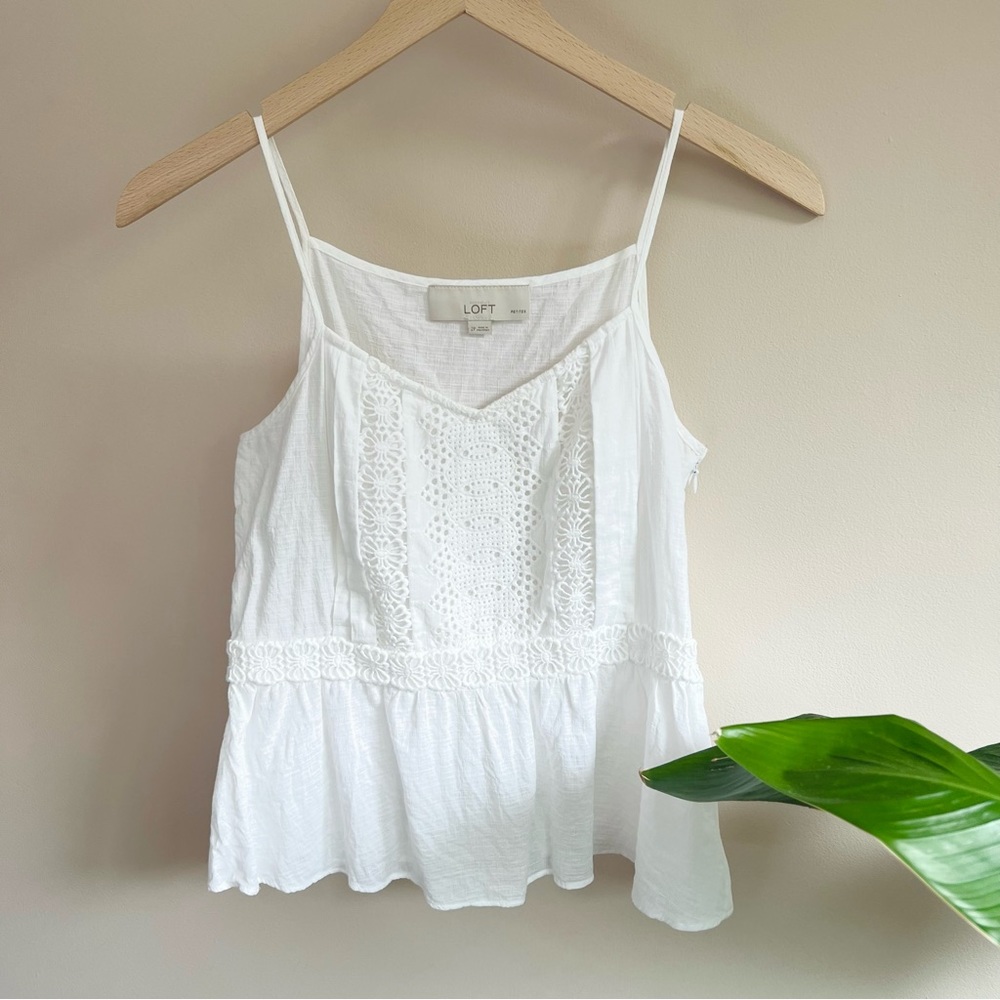Vintage 2000's White Linen Peplum Tank